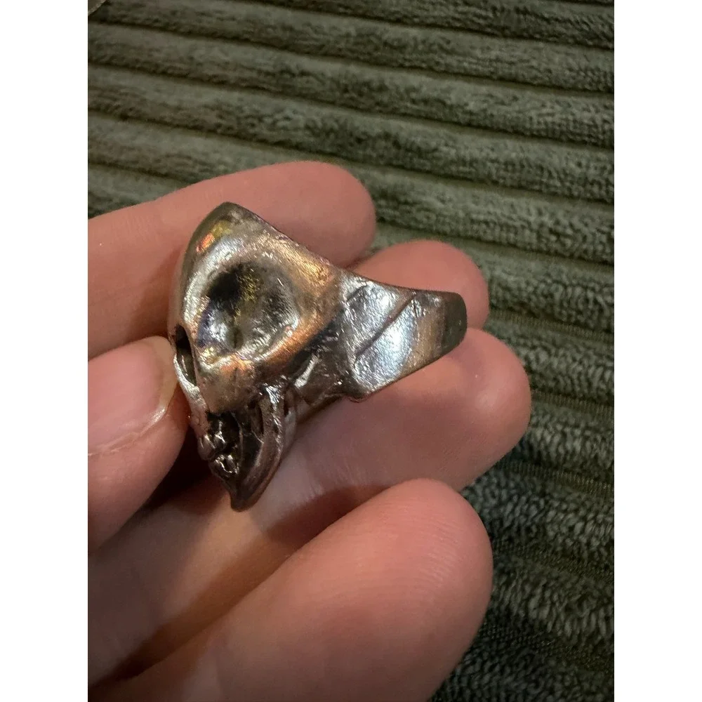 Gothic Skull Ring Silver Tone Punk Biker Statement Ring Size:‎ 9.75